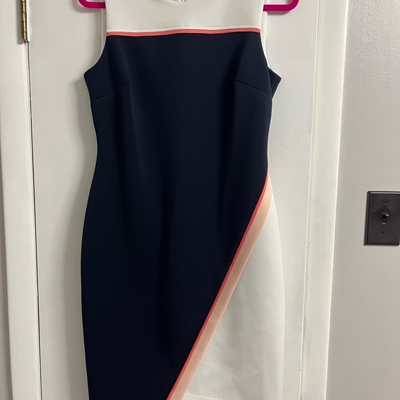Tommy Hilfiger Strapless Navy and White Dress with Pink Trim - Picture 1 of 3